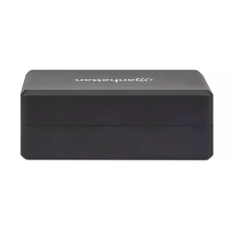Manhattan Smart Video Multiport Dock, aansluitingen (x5): HDMI-aansluiting, USB-A (x2), USB-C (x2), met Power Delivery naar de USB-C-aansluiting, interne voeding, ultrakompact, afneembaar netsnoer, zwart, drie jaar garantie, retailbox