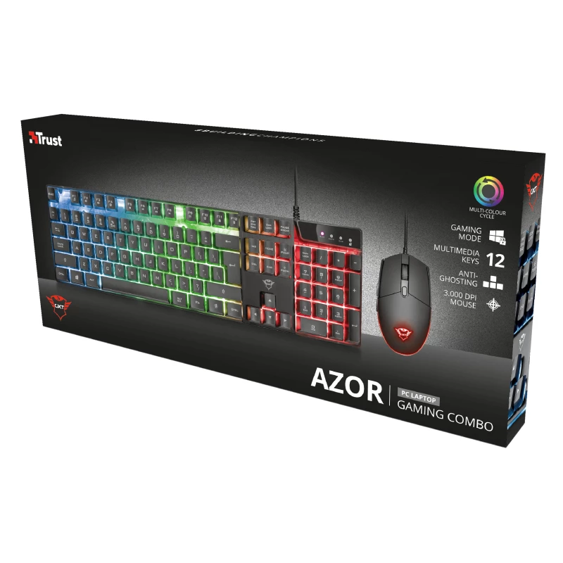 Trust GXT 838 Azor toetsenbord en muis gaming USB Duits zwart