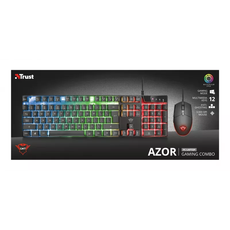 Trust GXT 838 Azor toetsenbord en muis gaming USB Duits zwart