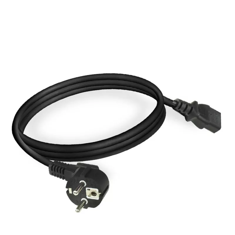 ACT Powercord netsnoer CEE 7/7 stekker (haaks) - C13 zwart 2 m