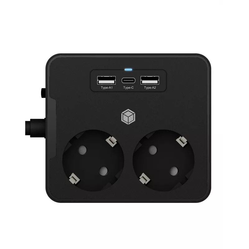 ICY BOX IB-MPS2220B-CH stroomverlenging 1,9 m 2 AC-stopcontacten binnen zwart