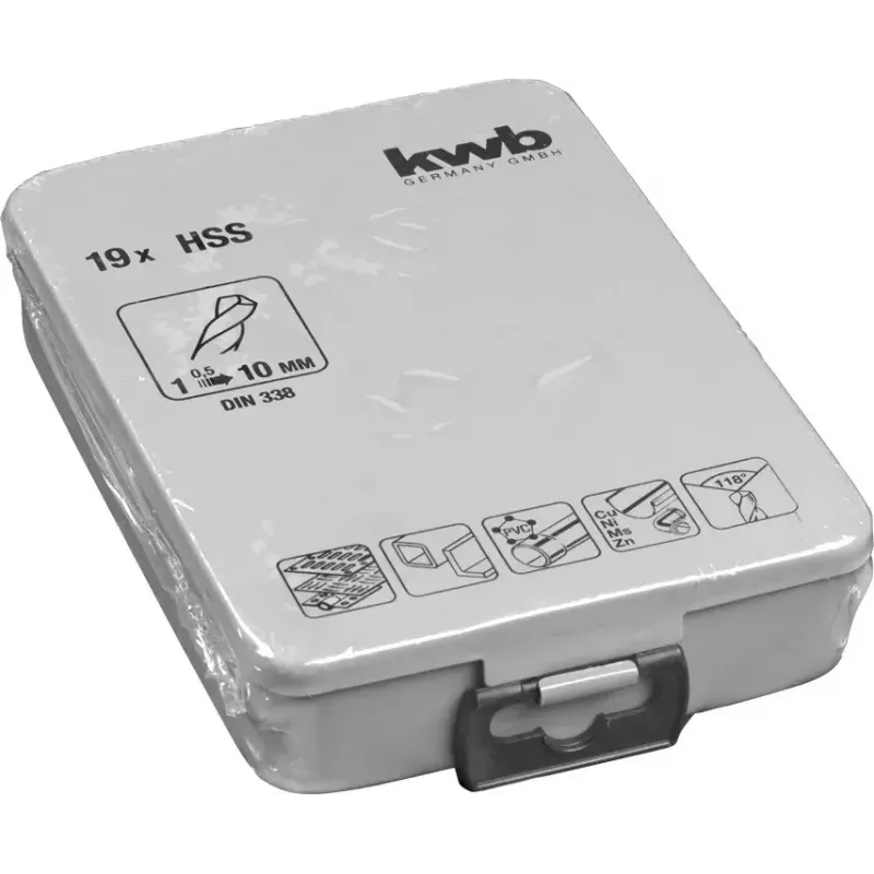 Borenset KWB 421944 19-delig 1,0 - 10 mm spiraalboren