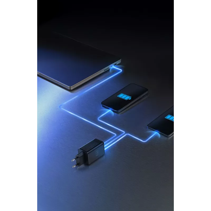 Cellularline Multipower Micro 65W ultracompacte 65W-snellader met 3 aansluitingen