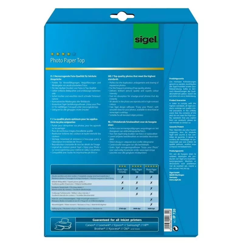 Fotopapier glanzend Sigel InkJet Top A4
