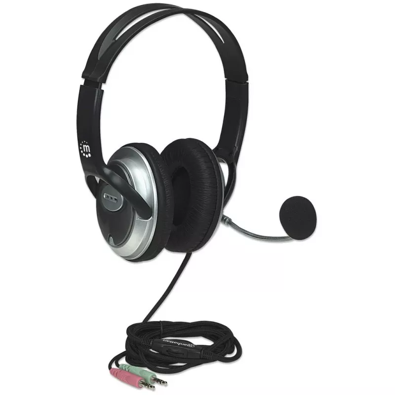 Manhattan 175555 stereo headset Classic, flexibele microfoon van roestvrij staal