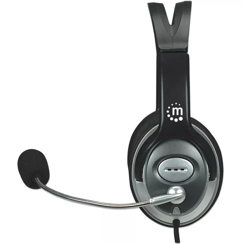 Manhattan 175555 stereo headset Classic, flexibele microfoon van roestvrij staal