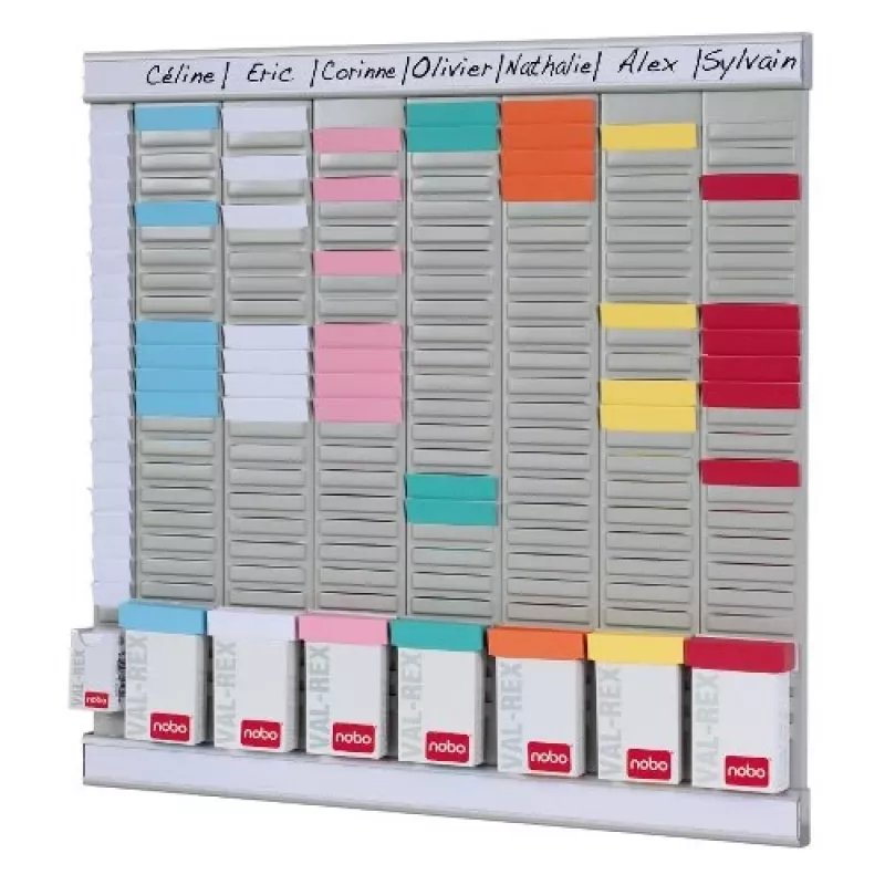 Nobo 2911080 weekplanner, 480 x 480 mm, 7 kaartenhouders met 24 sleuven, incl. montageset