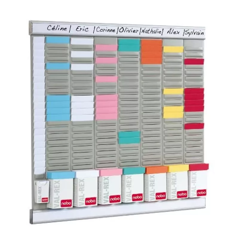 Nobo 2911080 weekplanner, 480 x 480 mm, 7 kaartenhouders met 24 sleuven, incl. montageset