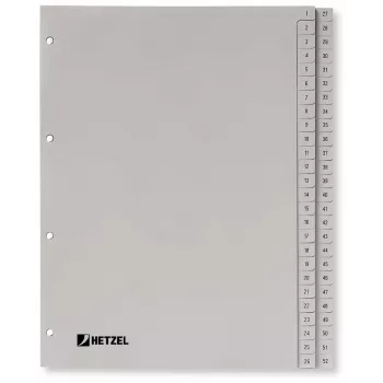 Rexel PP-register, grijs, numeriek, grijs, A4, 225 mm, 300 mm, 7 mm, 1 st.