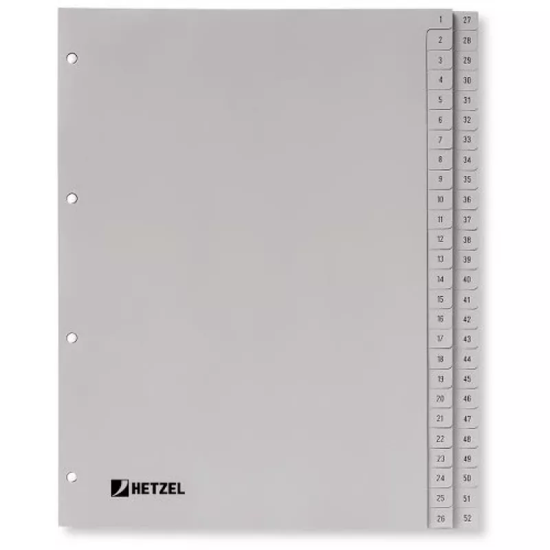 Rexel PP-register, grijs, numeriek, grijs, A4, 225 mm, 300 mm, 7 mm, 1 st.