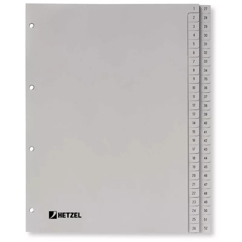 Rexel PP-register, grijs, numeriek, grijs, A4, 225 mm, 300 mm, 7 mm, 1 st.