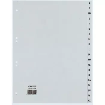 Rexel PP-register, grijs, alfabetisch, alfabetisch tabregister, polypropyleen (PP), grijs, A4+, 246 mm, 297 mm