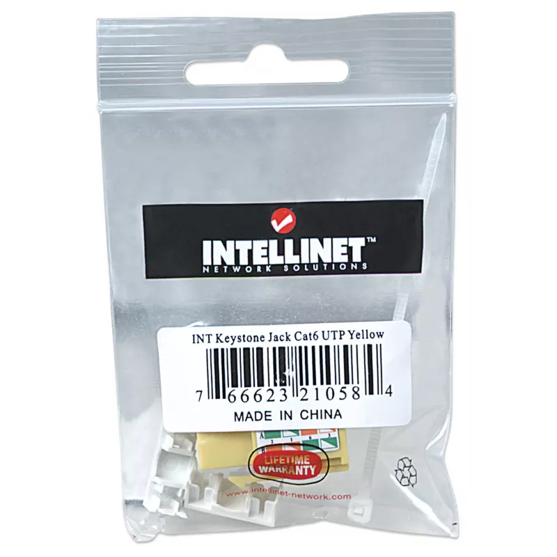 Intellinet 210584 keystone-connector, Cat6, UTP, punch-down, geel