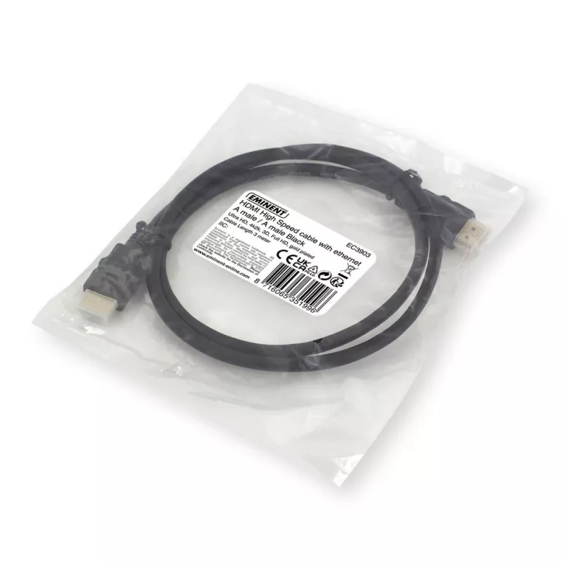 Ewent OEM HDMI High Speed kabel met Ethernet, 3 meter zwart