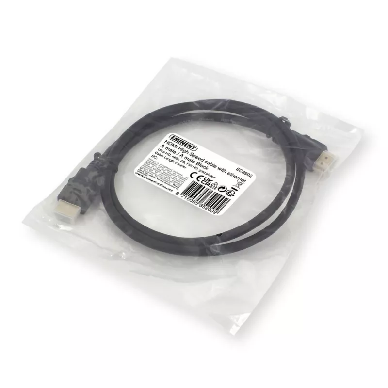 Ewent EC3902 HDMI-kabel 2 m HDMI type A (standaard) zwart