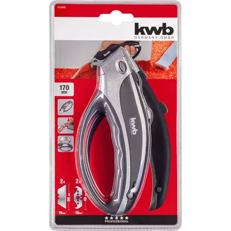 Tapijtmes KWB 013400 zwart scheermes 170 mm lengte 6 cm lemmet