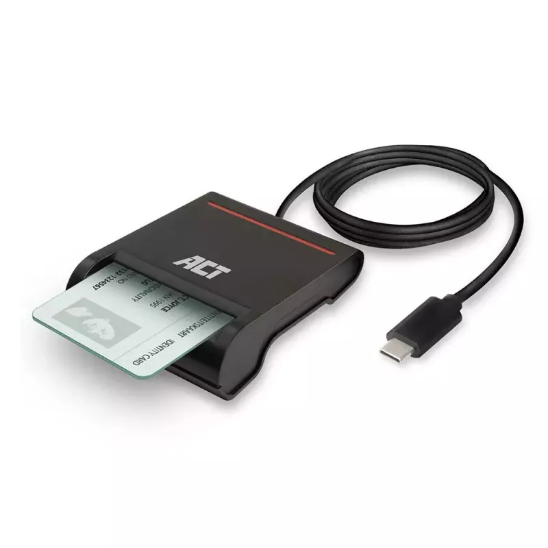 ACT externe USB-C smartcard eID-kaartlezer, zwart