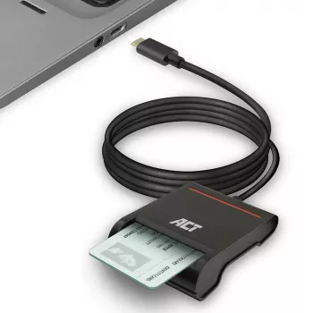ACT externe USB-C smartcard eID-kaartlezer, zwart