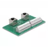 DeLOCK RJ50 2 x bus op 2 x klemmenblok met drukknop voor DIN-rail haaks