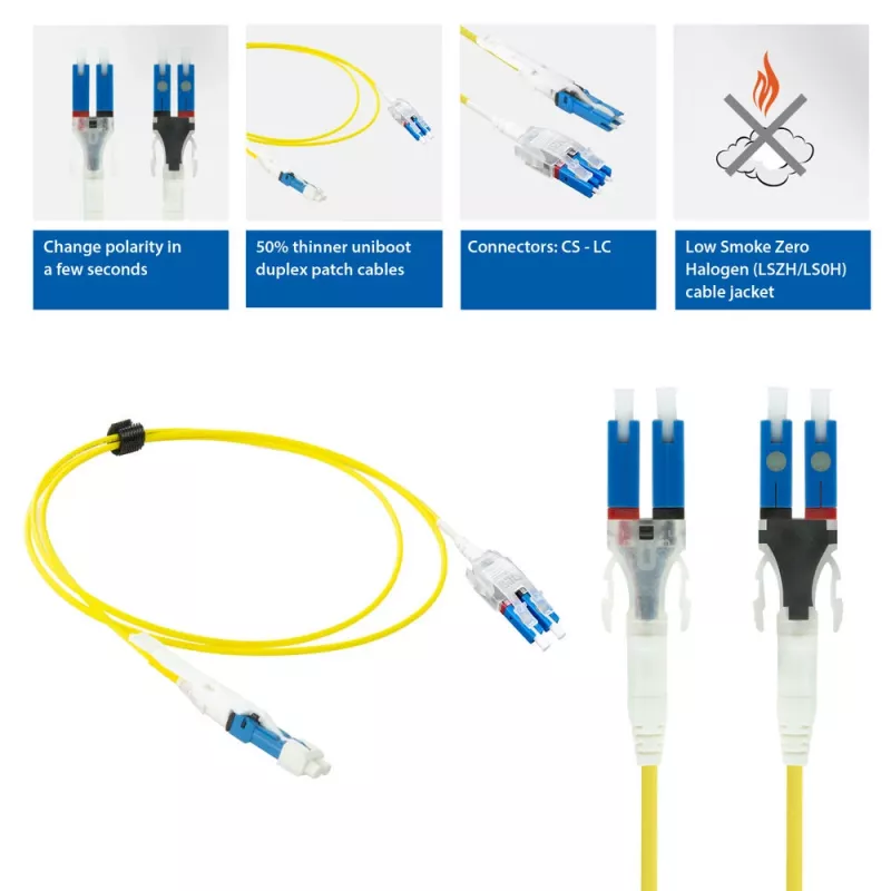 ACT 1 meter singlemode 9/125 OS2 polarity twist uniboot duplex glasvezel-patchkabel met CS - LC connectoren