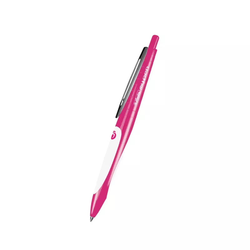 Clip-on uittrekbare balpen Herlitz my.pen roze wit blauw