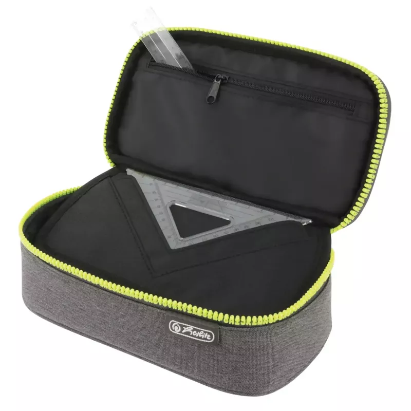 Herlitz beatBox ABC etui polyester grijs geel 225x120x70mm