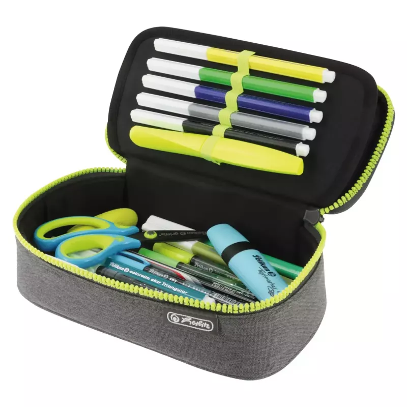 Herlitz beatBox ABC etui polyester grijs geel 225x120x70mm