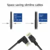 ACT zwart 2 meter U/UTP CAT6A LSZH slimline patchkabel met RJ45-stekkers, 90° haaks rechts naar recht