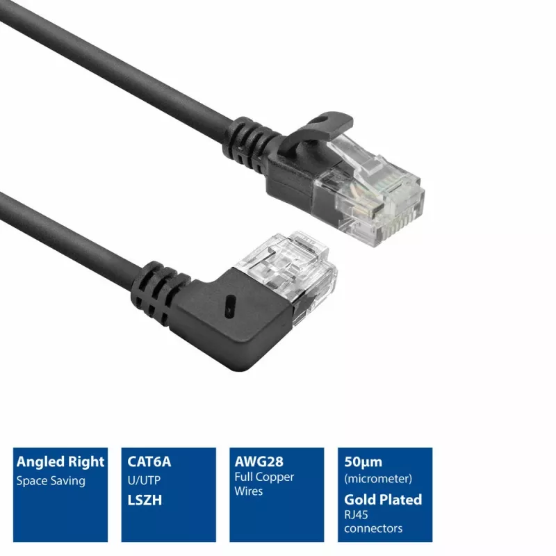 ACT Zwart 1,5 meter U/UTP CAT6A LSZH Slimline patchkabel met DC2951