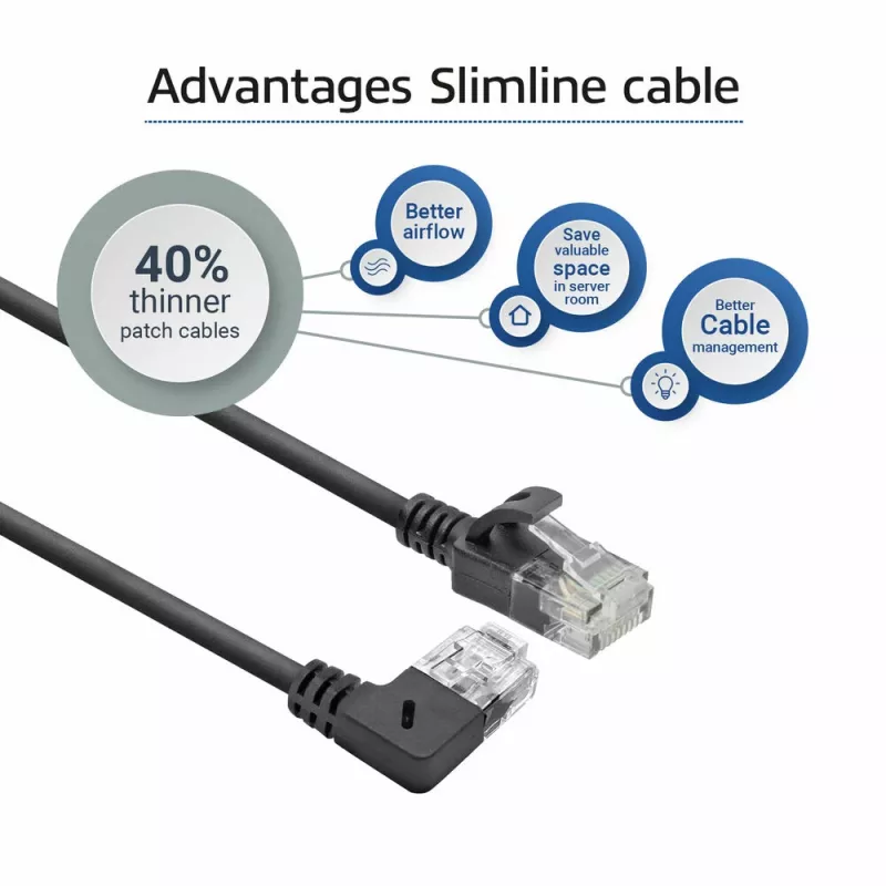 ACT Zwart 1,5 meter U/UTP CAT6A LSZH Slimline patchkabel met DC2951