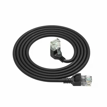 ACT Zwart 1 meter U/UTP CAT6A LSZH Slimline patchkabel met RJ45-stekkers 90° haaks omlaag naar recht