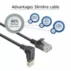 ACT Zwart 1 meter U/UTP CAT6A LSZH Slimline patchkabel met RJ45-stekkers 90° haaks omlaag naar recht