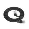 ACT Zwart 2 meter U/UTP CAT6A LSZH Slimline patchkabel met RJ45-stekkers 90° haaks omlaag naar recht