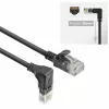 ACT Zwart 2 meter U/UTP CAT6A LSZH Slimline patchkabel met RJ45-stekkers 90° haaks omlaag naar recht