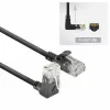 ACT Zwart 5 meter U/UTP CAT6A LSZH Slimline patchkabel met RJ45-stekkers 90° haaks omhoog naar recht