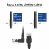 ACT Zwart 5 meter U/UTP CAT6A LSZH Slimline patchkabel met RJ45-stekkers 90° haaks omhoog naar recht