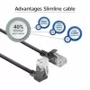 ACT Zwart 5 meter U/UTP CAT6A LSZH Slimline patchkabel met RJ45-stekkers 90° haaks omhoog naar recht