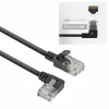 ACT Zwart 0,5 meter U/UTP CAT6A LSZH Slimline patchkabel met RJ45-stekkers 90° haaks links naar recht