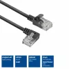 ACT Zwart 0,25 meter U/UTP CAT6A LSZH Slimline patchkabel met RJ45-stekkers 90° haaks links naar recht
