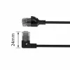 ACT Zwart 0,25 meter U/UTP CAT6A LSZH Slimline patchkabel met RJ45-stekkers 90° haaks links naar recht