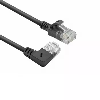 ACT 0,25 meter U/UTP CAT6A LSZH Slimline patchkabel met RJ45-stekkers 90° haaks rechts naar recht
