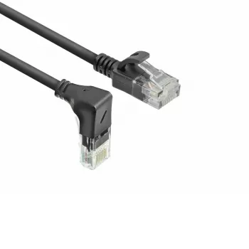 ACT Zwart 0,25 meter U/UTP CAT6A LSZH Slimline patchkabel met RJ45-stekkers, 90° haaks omlaag naar recht