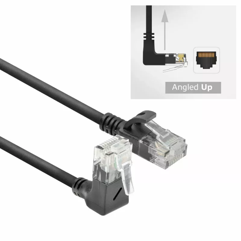 ACT Zwart 0,25 meter U/UTP CAT6A LSZH Slimline patchkabel met DC4952