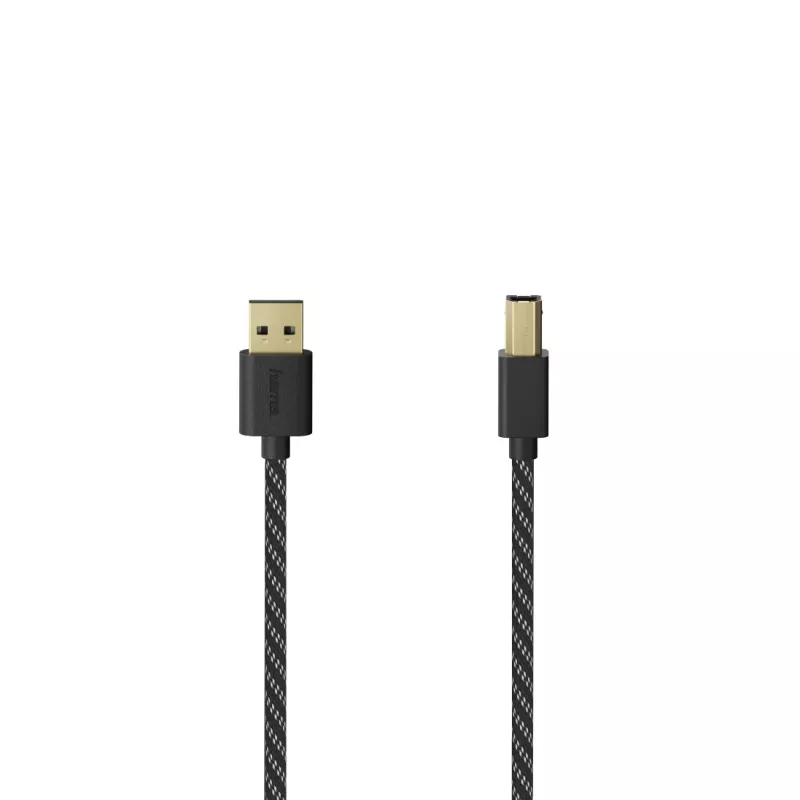 Hama 00201001 USB-kabel USB 2.0 1,5 m USB A USB B zwart, zilver