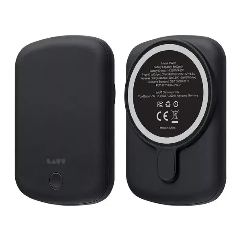 Powerbank LAUT PW02 5000 mAh draadloos laden zwart