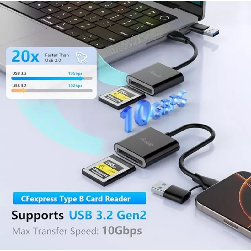 Kaartlezer Equip 245461 USB 3.2 Gen 2 Type-C zwart CFexpress 2.0