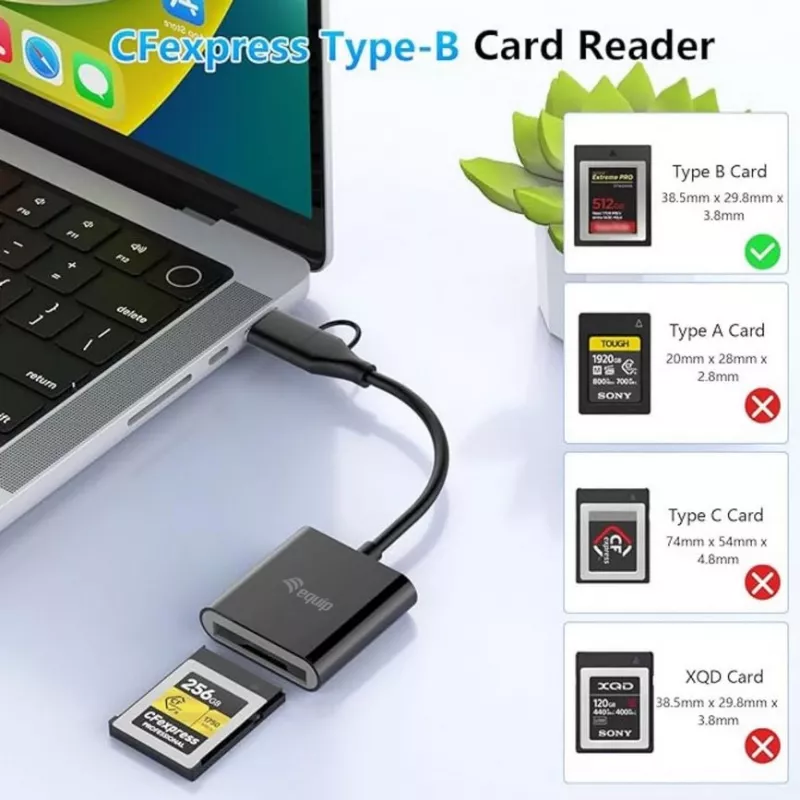 Kaartlezer Equip 245461 USB 3.2 Gen 2 Type-C zwart CFexpress 2.0