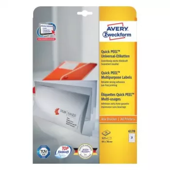 Zelfklevende rechthoekige etiketten Avery Zweckform 6170 — wit, permanente lijm, 525 st.