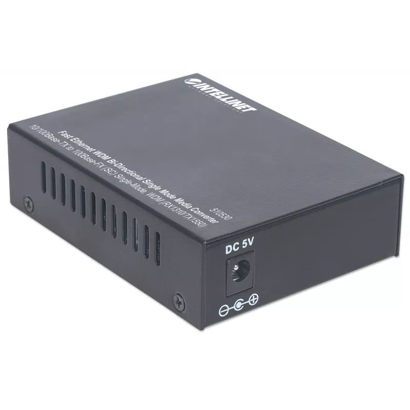 Intellinet 510530 Fast Ethernet WDM-mediaconverter, 10/100Base-TX (RJ-45) naar 100Base-FX (SC) singlemode, 20 km (12,4 mi), Rx1310/Tx1550 nm