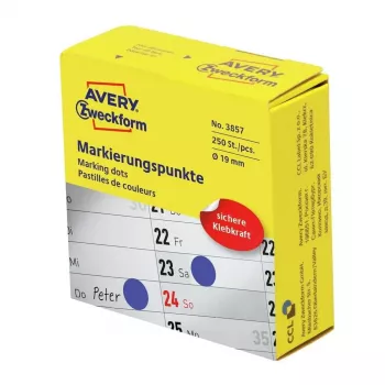Avery 3857 zelfklevend etiket rond permanent blauw 250 stuks